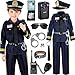 Joycover Police Costume for Kids Police Officer Costume for Boys Girls with Uniform and Accessories Halloween Costumes for Kids Boys Toddler Dress Up Cop Outfit Set for Halloween Career Day L - Image 2