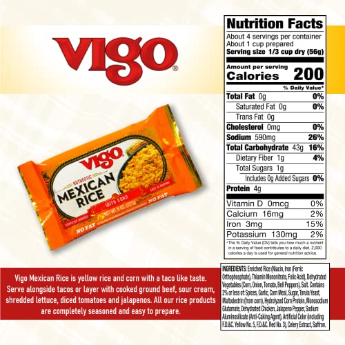 Vigo Authentic Mexican Rice with Corn, No Fat, 8oz (Mexican, 8 Ounce (Pack of 1)) - Image 3