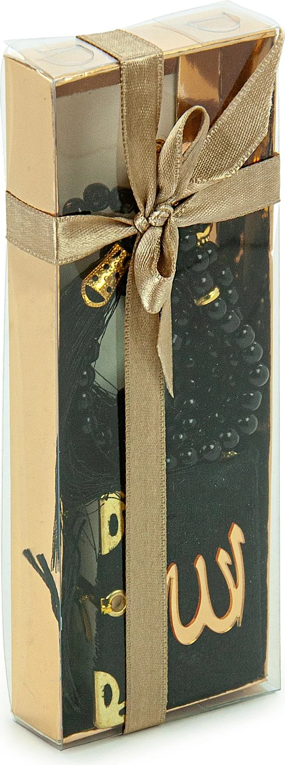 ايهفان اونلاين Ihvan Online Pearl Prayer Beads and Mini Velvet Quran Set Mevlüt Gift - Black