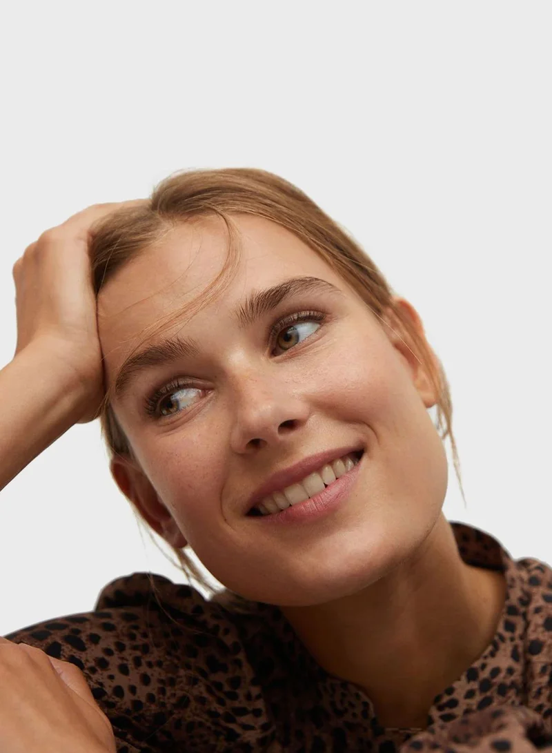 MANGO Ruched Waist Printed Dress