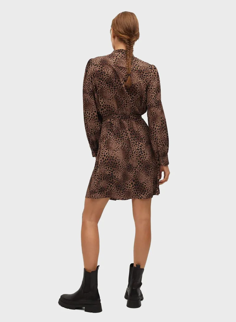 MANGO Ruched Waist Printed Dress