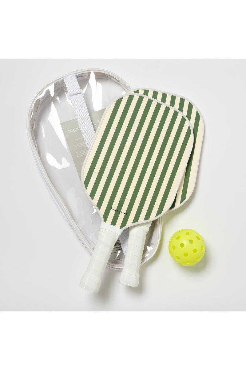 Sunnylife طقم بيكلبول للبالغين - 2 مضرب خفيف الوزن مع قبضة مريحة غير قابلة للانزلاق، تصميم زيتون العطلة - مجموعة معدات بيكلبول داخلية وخارجية مع كرات وحقيبة حمل - مجموعة ألعاب للمبتدئين إلى المحترفين - Image 2