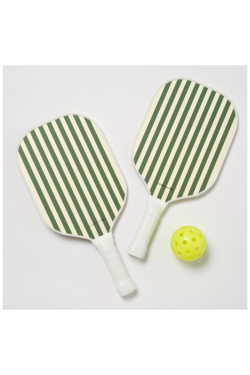 Sunnylife طقم بيكلبول للبالغين - 2 مضرب خفيف الوزن مع قبضة مريحة غير قابلة للانزلاق، تصميم زيتون العطلة - مجموعة معدات بيكلبول داخلية وخارجية مع كرات وحقيبة حمل - مجموعة ألعاب للمبتدئين إلى المحترفين - Image 3