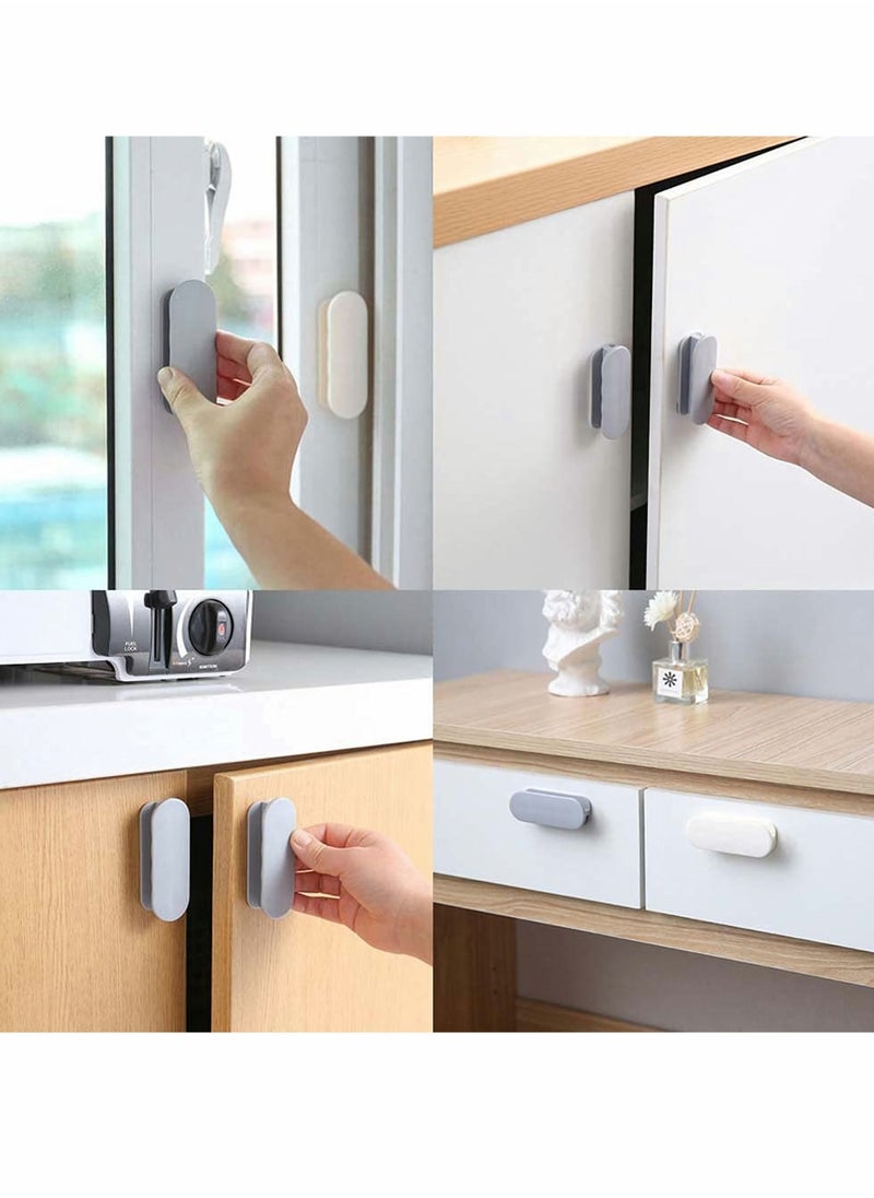 Y&D - Self-adhesive Handle Punch-free Drawer Window Wardrobe Sliding Door Push-pull Auxiliary Paste Labor-saving (4 Pieces, Black) - Image 1