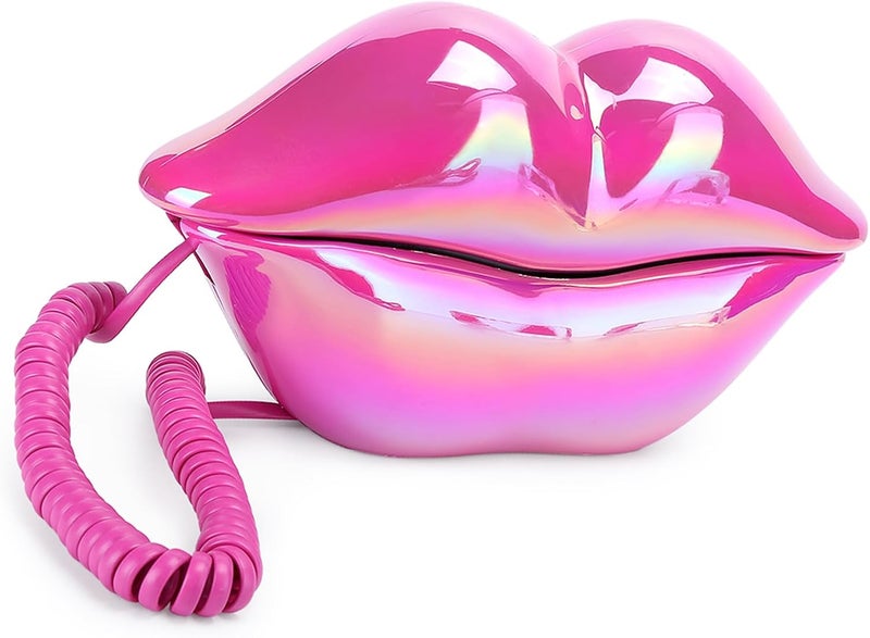 Red Electroplating Lip Telephone - Fashionable Landline Phone with Number Storage Function for Home Decoration - Image 3
