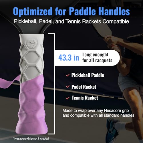 Hesacore Hesatac Overgrip Tape – 6 Pack – Pink – for Pickleball, Padel & Tennis – Sweat Absorbing, Soft, Anti-Slip, Stretchable Overgrip - Image 2