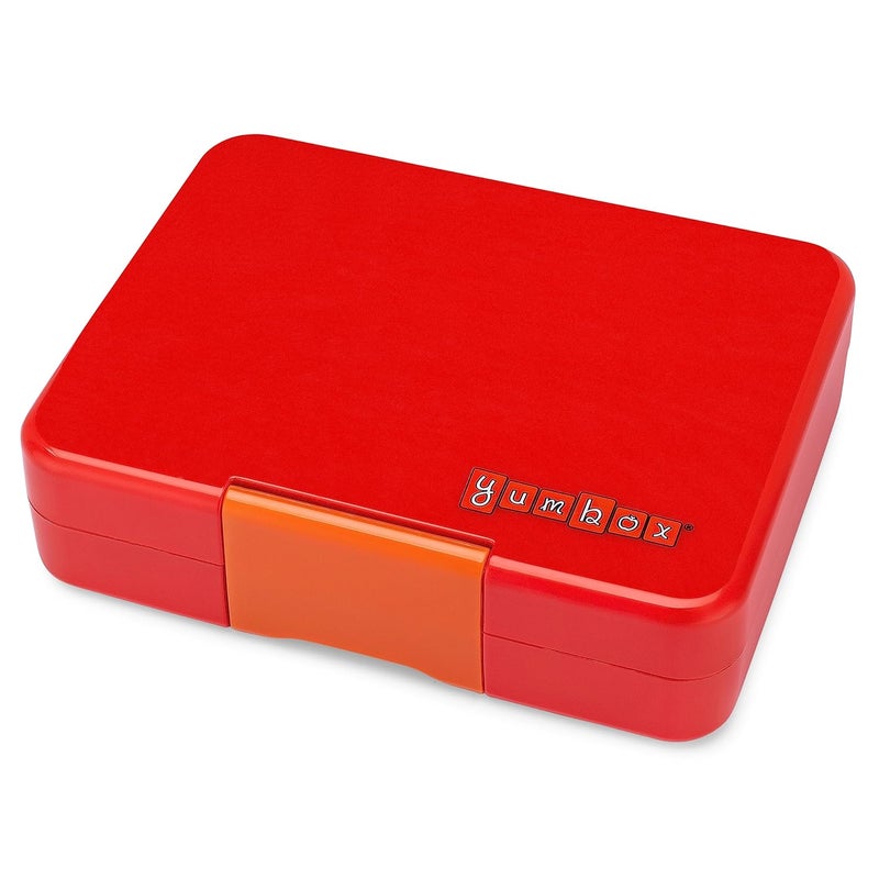 Yumbox صندوق غداء يامبوكس للوجبات الخفيفة للأطفال والبالغين 3 أقسام صندوق غداء محمول خالي من BPA والفثالات صندوق خارجي من ABS صينية تيتان قابلة للإزالة ختم سيليكون صندوق خارجي أحمر صينية دب قطبي 480 مل - Image 4