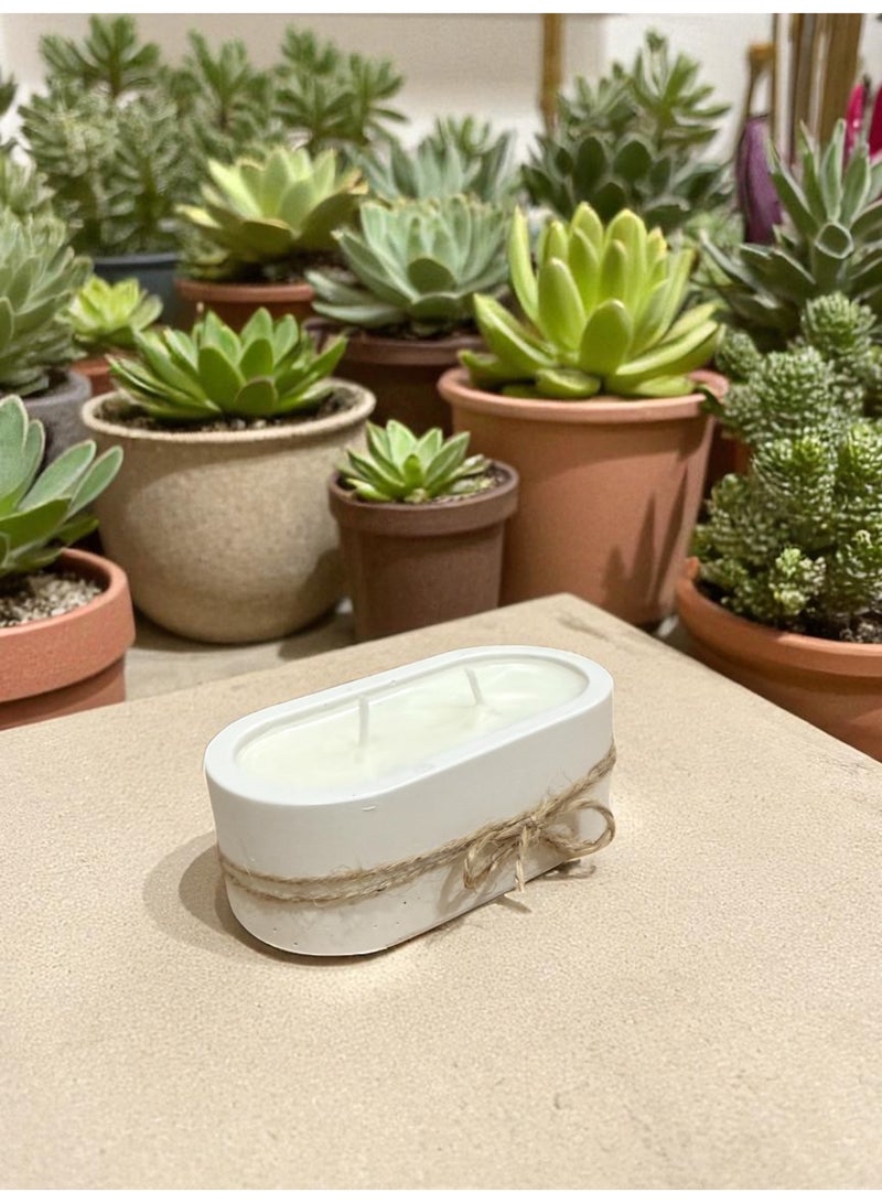 ANUM BY MUNA Handmade Jasmine Scented Candle – Gypsum Jar (10×5 cm) - Image 2