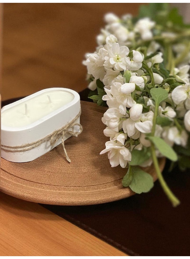 ANUM BY MUNA Handmade Jasmine Scented Candle – Gypsum Jar (10×5 cm) - Image 1