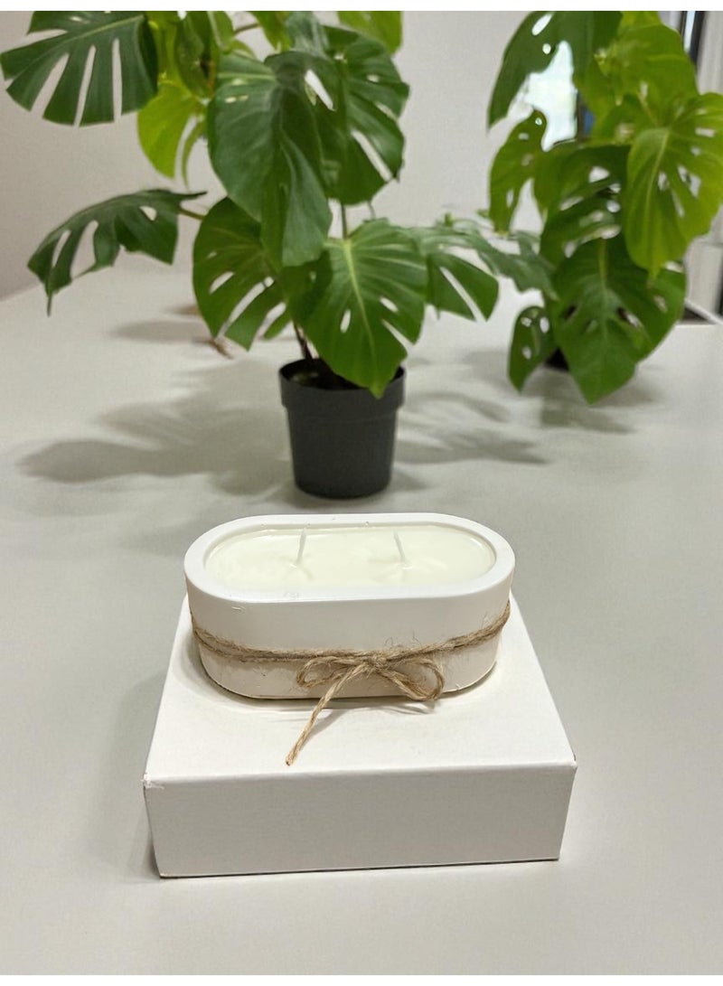 ANUM BY MUNA Handmade Jasmine Scented Candle – Gypsum Jar (10×5 cm) - Image 3