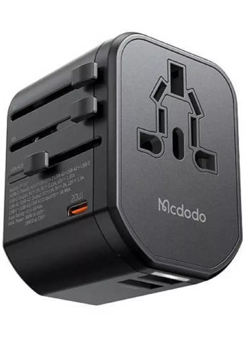 Mcdodo - Universal Wall Charger CP-3471, PD 20W – EU/US/AU/UK Plug (Black) - Image 1