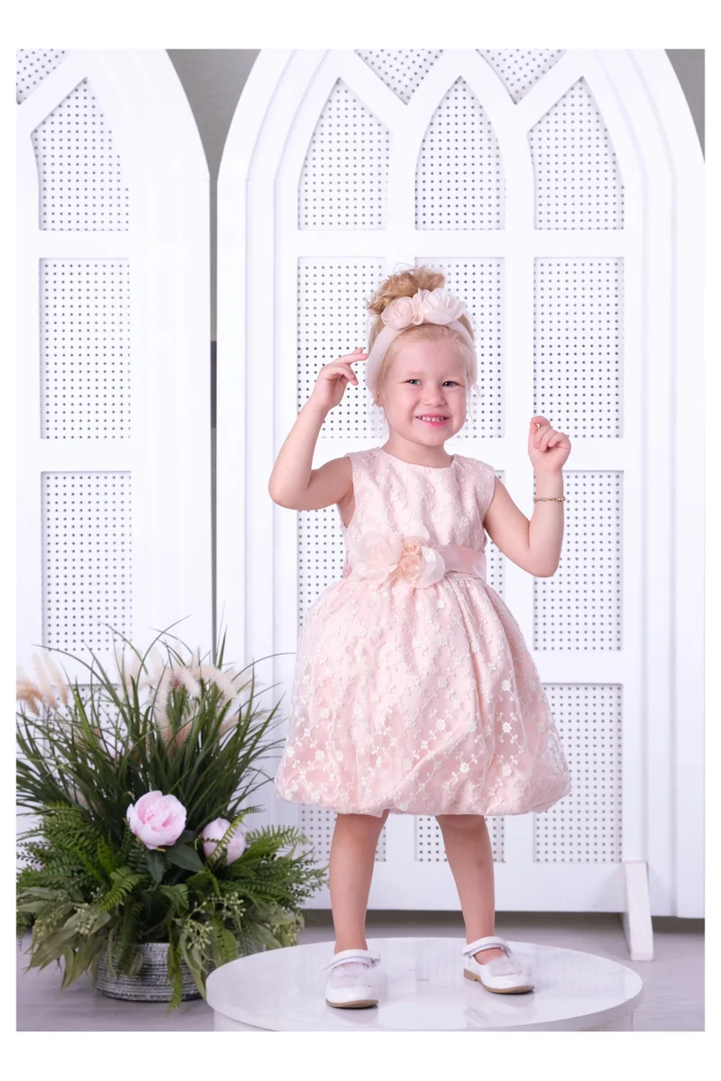 VIA BAMBINO Floral Satin Dress