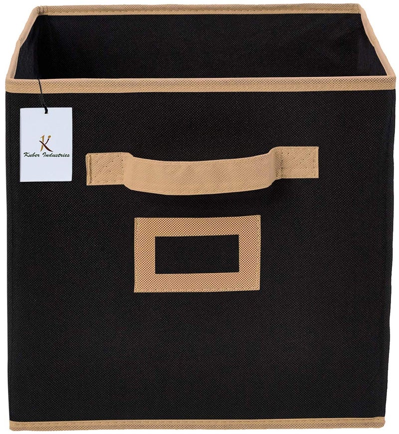 Kuber Industries Non Woven Large Foldable Storage Cubes/Boxes (Black, 40 cm x 30 cm x 30 cm) - CTKTC35219-3 Pieces - Image 3