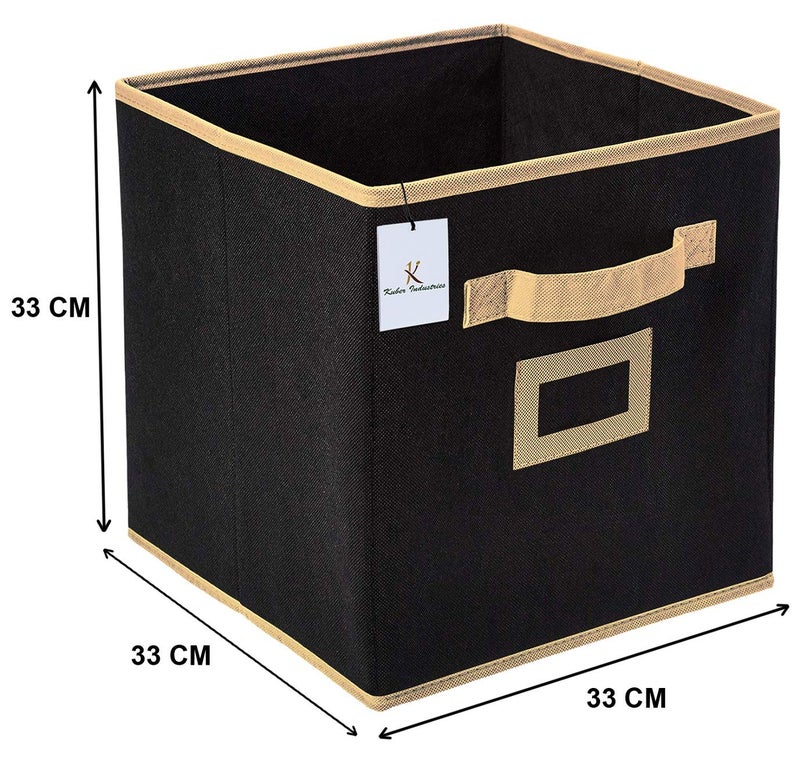 Kuber Industries Non Woven Large Foldable Storage Cubes/Boxes (Black, 40 cm x 30 cm x 30 cm) - CTKTC35219-3 Pieces - Image 4
