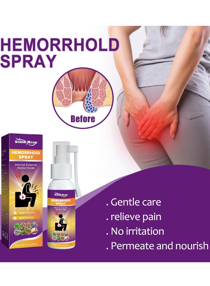 SOUTH MOON 30ml Hemorrhoid Spray, Herbal Hemorrhoids Spray Pain Itch Relief, Hemorrhoid and Fissure Treatment, Hemmoroids Treatment Removal Spray (1pcs) - Image 1