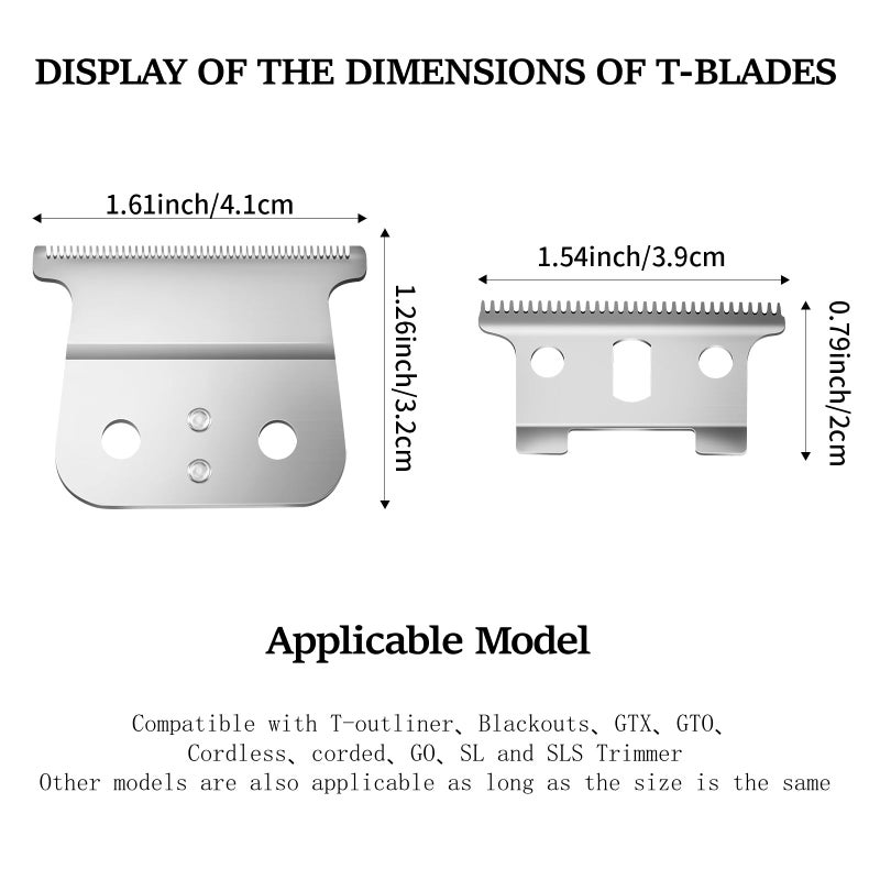 AIJALY 2 Pack Replacement T-Blades Compatible with Andis T-Outliners GTO,GTX,G,GO and SLS Trimmers,Silver - Image 4