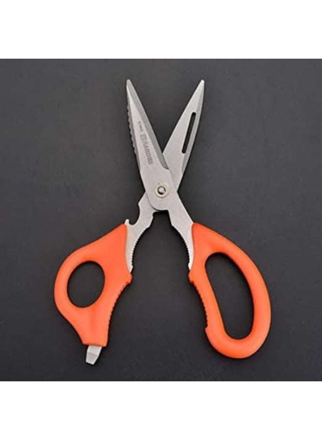 Multi-Purpose Stainless Steel Scissors with Orange Comfort Grip Handles - Image 3