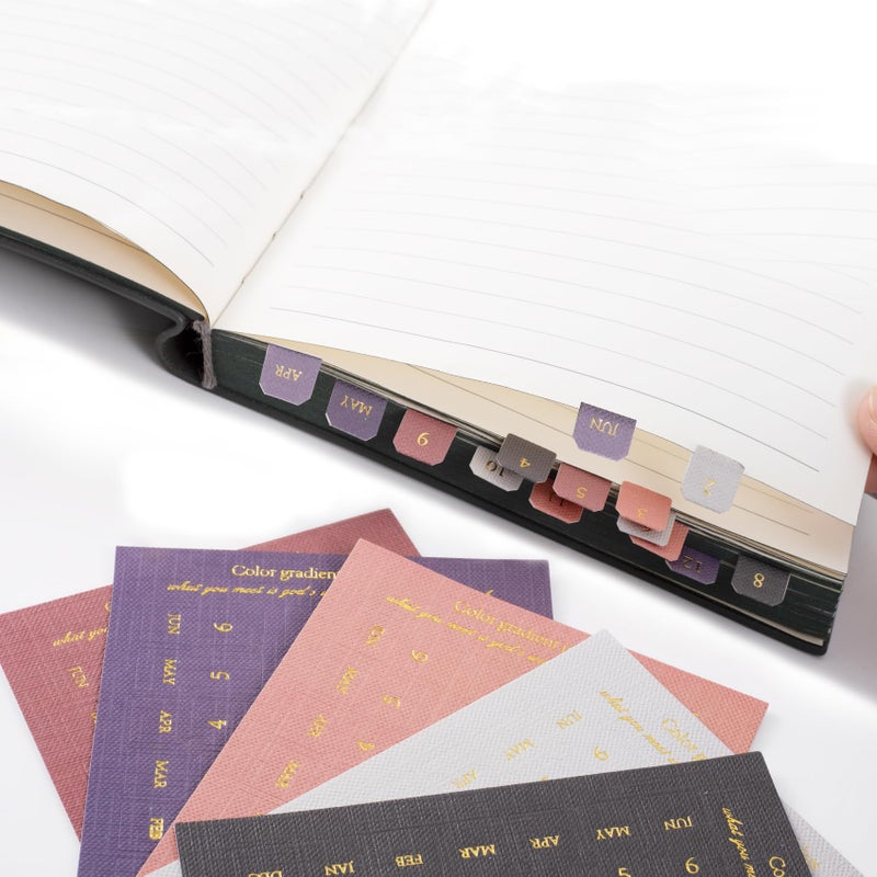 OIIKI 180pcs Planner Monthly Tabs, 10 Sheets Self-Adhesive Index Tabs Stickers, Sticky Page Markers Labels for Document Books Notebooks Project Binders Office- 5 Colors - Image 4