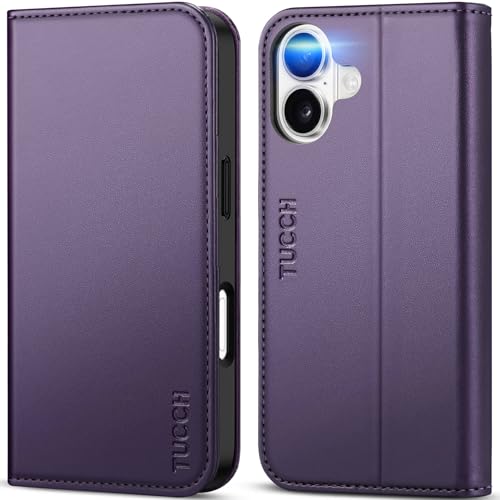 TUCCH Wallet Case for iPhone 17 (6.3") 2025, 3 Credit Card Slot | RFID Blocking | Stand | PU Leather | Protective Flip Folio Cover | Shockproof TPU Interior Shell | Dark Purple - Image 1