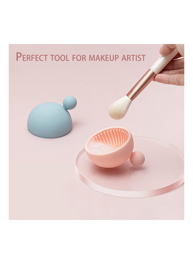 2 Pack Silicone Makeup Brush Cleaner Mat, Portable Scrubber Tool for Efficiently Washing Cosmetic Brushes, Essential Cleaning Accessory for Beauty Enthusiasts. - Image 2