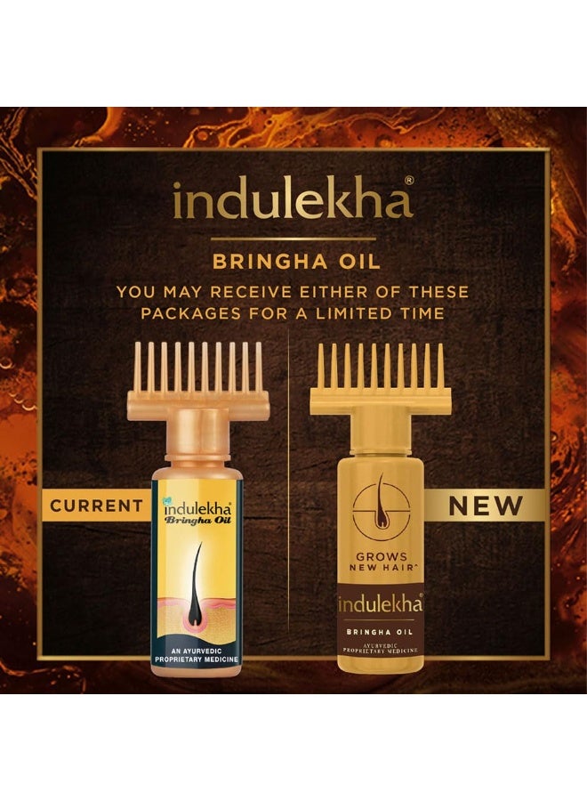 Indulekha Bringha Ayurvedic Hair Oil 100 ml|| Hair Fall Control and Hair Growth with Bringharaj & Coconut Oil - Comb Applicator Bottle for Men & Women (Pack of 2) - Image 2