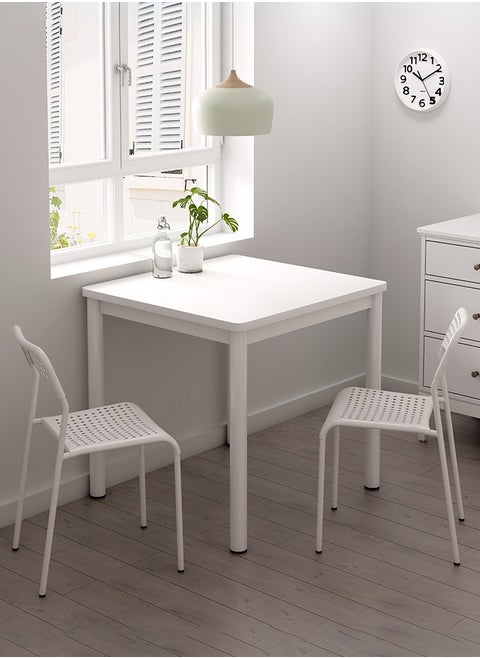 Set of 2 multifunctional white kitchen chairs with metal legs
