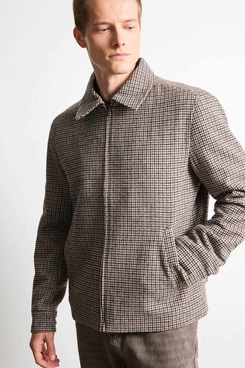 Defacto Regular Fit Lined Polo Collar Zip-Up Jacket