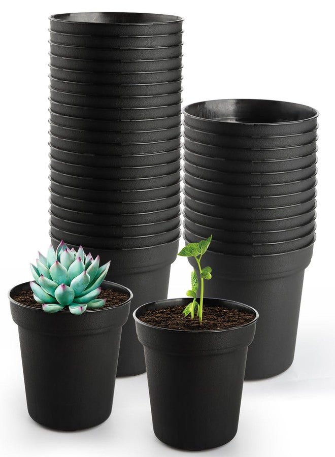 RooTrimmer 160 Pack 3 Inch Black Nursery Pots - Plastic Seedling, Seed Starter, Germination Pots with Drainage for Plants, Succulents, Flowers, Transplanting - Image 1