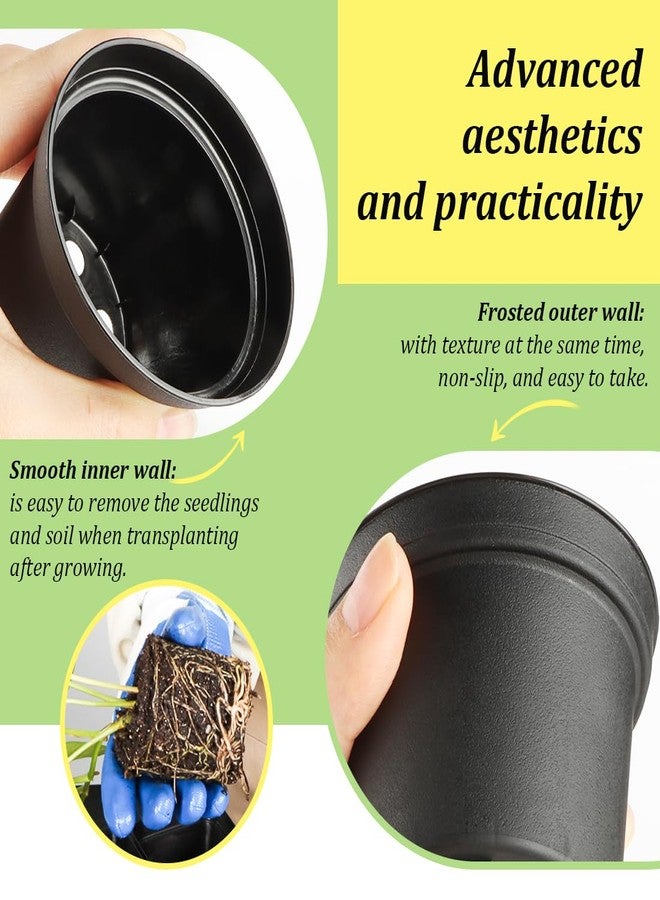 RooTrimmer 160 Pack 3 Inch Black Nursery Pots - Plastic Seedling, Seed Starter, Germination Pots with Drainage for Plants, Succulents, Flowers, Transplanting - Image 3