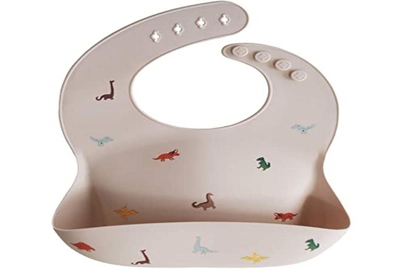 mushie Silicone Baby Bib | Adjustable Fit Waterproof Bibs (Dinosaurs) - Image 4