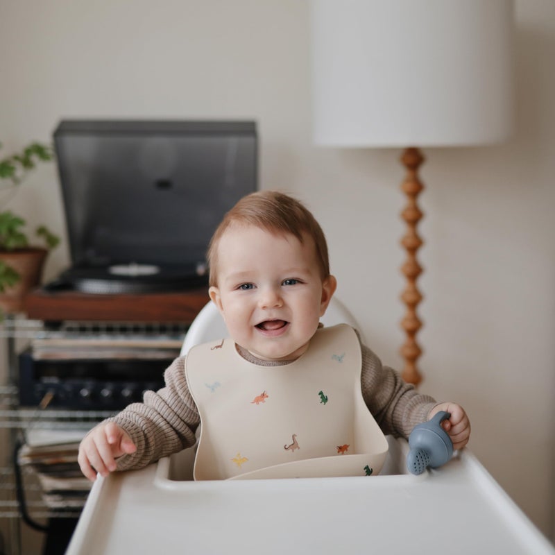 mushie Silicone Baby Bib | Adjustable Fit Waterproof Bibs (Dinosaurs) - Image 5