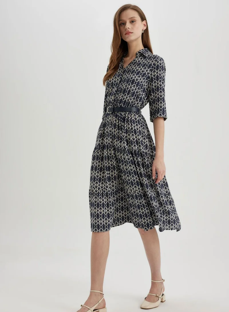 DeFacto Patterned Belted Dress