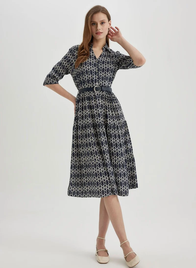 DeFacto Patterned Belted Dress