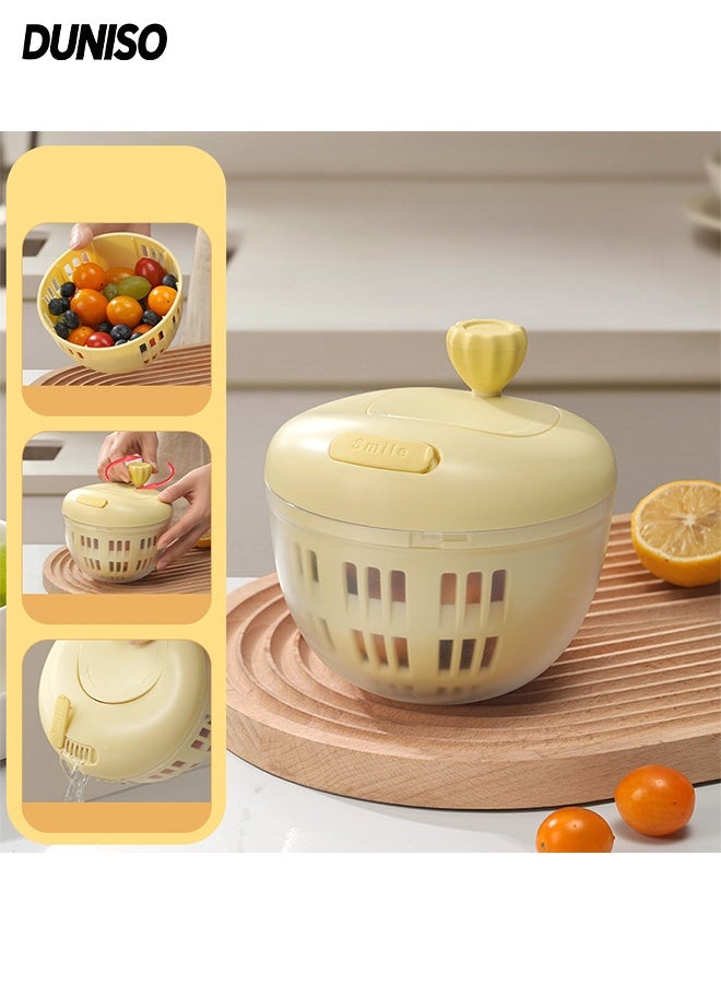DUNISO Fruit Dehydrator With with Lid, 360 °Rotating with Handle,Portable Salad Cleaning and Draining Bowls, Large Capacity Vegetable Dehydrator,For Salads, Vegetables And Fruits ﻿ - Image 1