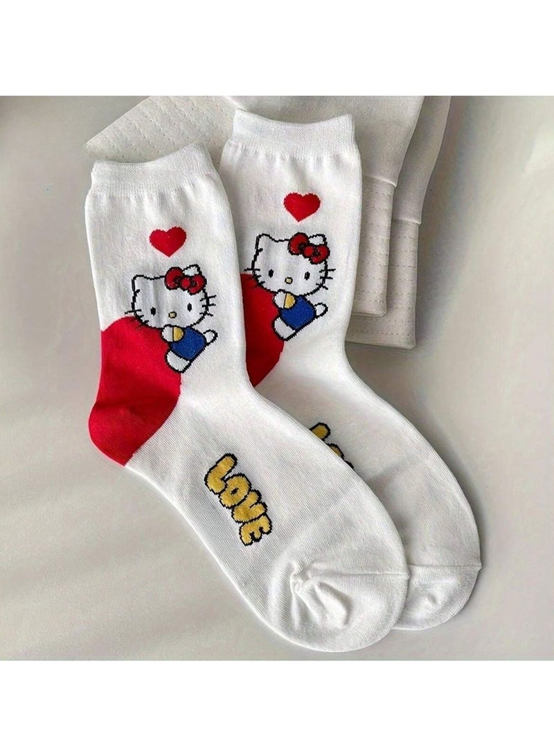 Cartoon print socks with Sanrio characters design  6 pairs - Image 4