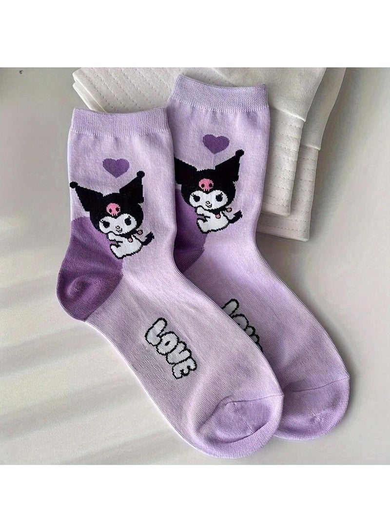 Cartoon print socks with Sanrio characters design  6 pairs - Image 5
