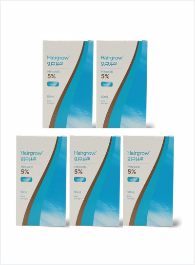 Dar Al Dawa Hairgrow 5% Topical Minoxidil 50 ML Stop Hair Loss, Regrow Hair (Pack of 5)