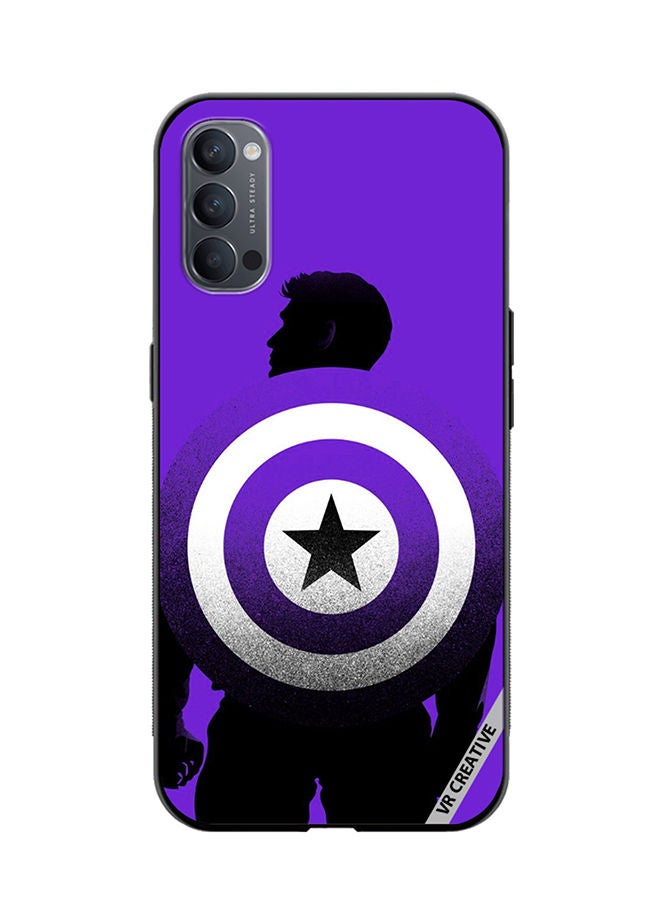 VR CREATIVE Protective Case Cover For Oppo Reno4 Pro 5G Purple Captain America Design Multicolour - Image 1