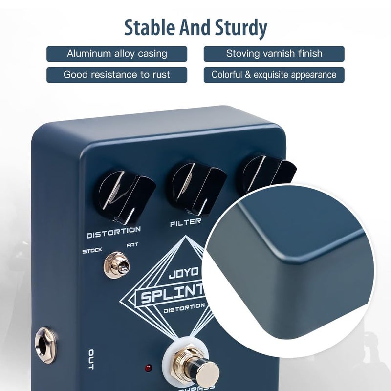 JOYO Distortion Guitar Effect Pedal with Selectable MOSFET & FAT Clipping Thick Boost Distortion - True Bypass (SPLINTER JF-21) - Image 4