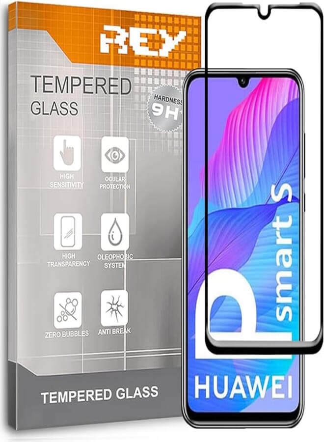 Curved Screen Protector for Huawei P Smart S, Black, Premium Tempered Glass, 3D/4D/5D