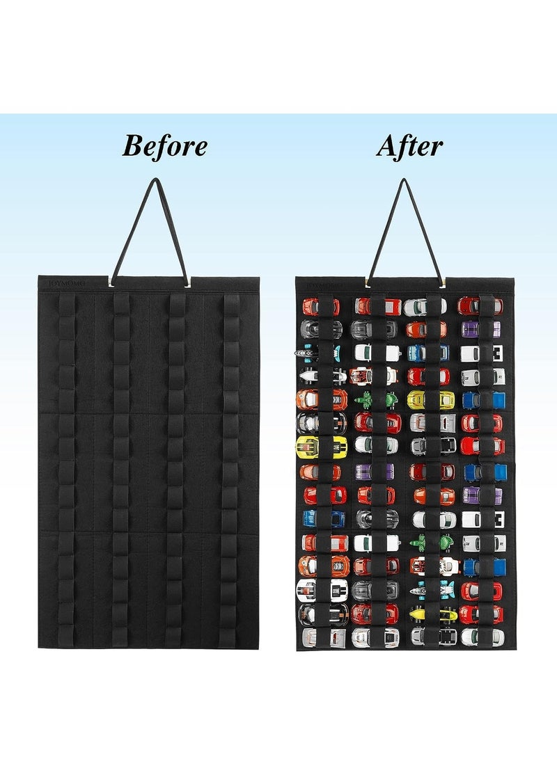 Hanging Storage Organizer for Hot Wheels Felt Display Case for Hot Wheels Hold Up 60 Toy Cars Without Accessories Black - Image 2