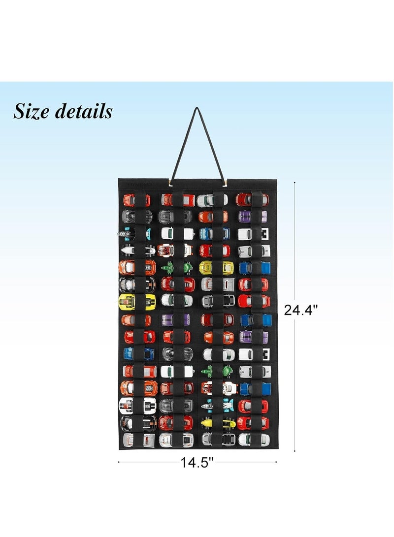 Hanging Storage Organizer for Hot Wheels Felt Display Case for Hot Wheels Hold Up 60 Toy Cars Without Accessories Black - Image 4