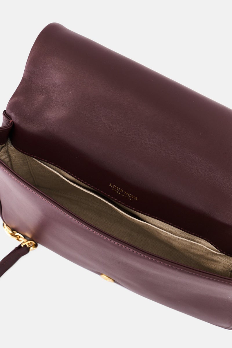 Loup Noir Women Brand Logo Shoulder Bag 25 L x 17 H x 7,5 W cm, Burgundy  - Image 3