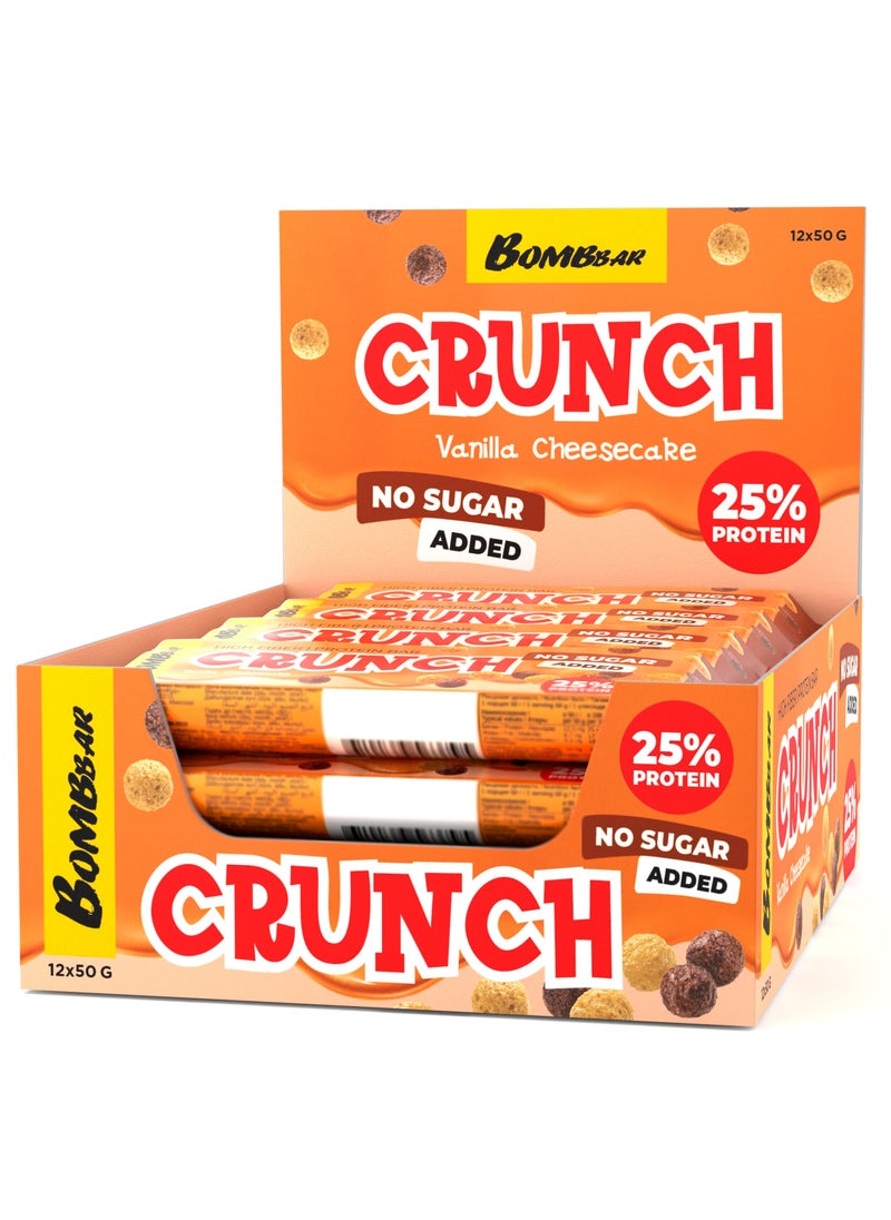 BOMBBAR Crunch Protein Bar Vanilla Cheesecake No Sugar Added 12x50g  - Image 1