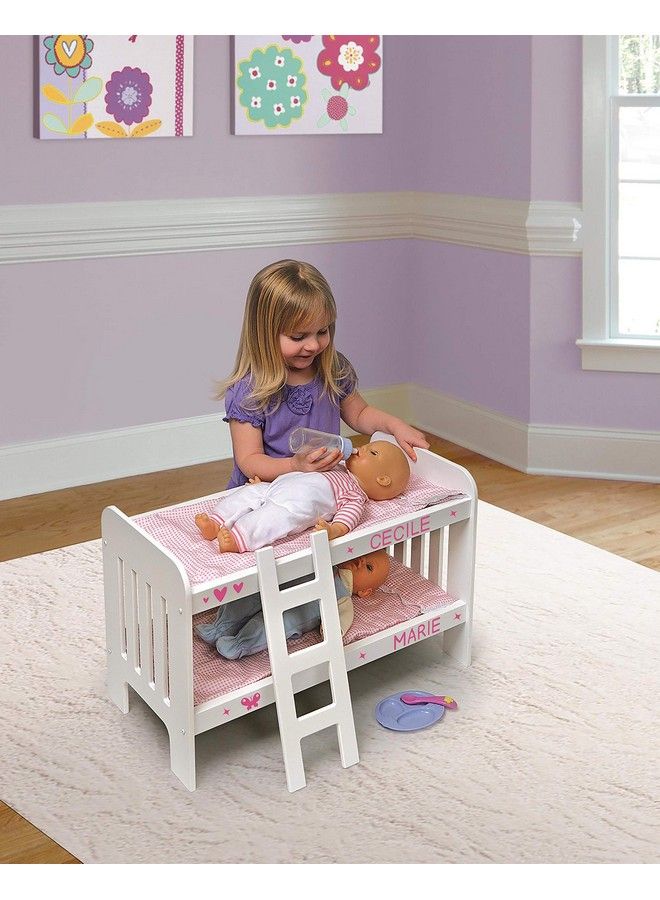 Badger Basket Gingham Doll Bunk Bed With Ladder, Bedding, And Free Personalization Kit (Fits 18 Inch Dolls), White/Gingham - Image 4