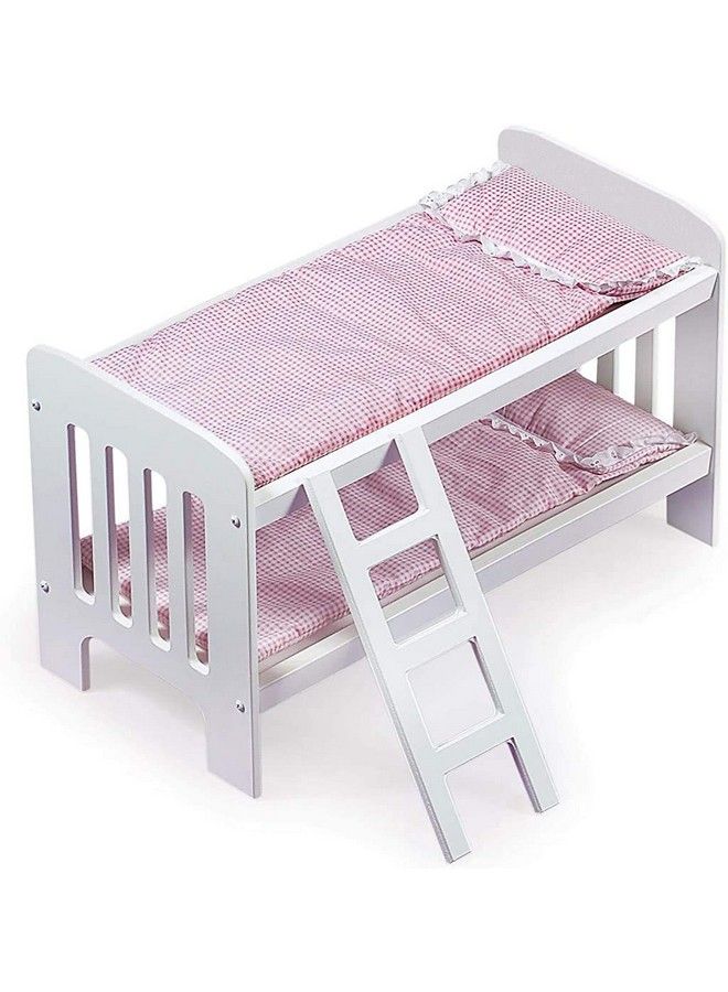 Badger Basket Gingham Doll Bunk Bed With Ladder, Bedding, And Free Personalization Kit (Fits 18 Inch Dolls), White/Gingham - Image 2