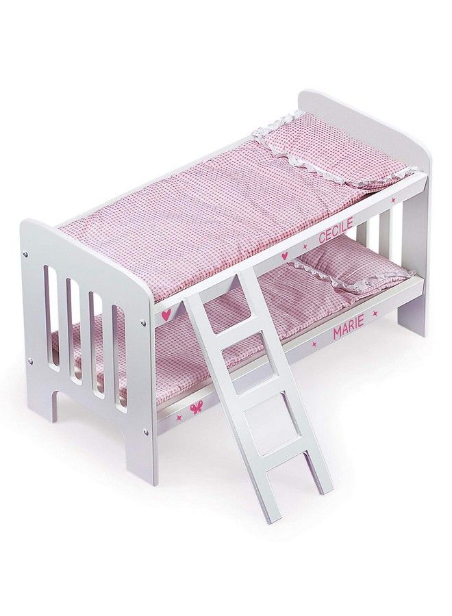 Badger Basket Gingham Doll Bunk Bed With Ladder, Bedding, And Free Personalization Kit (Fits 18 Inch Dolls), White/Gingham - Image 5