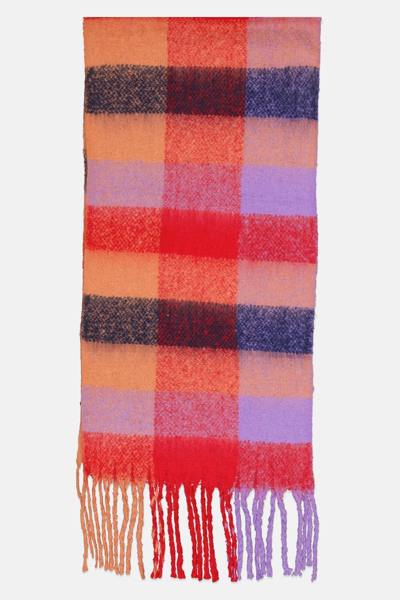 ADRIENNE VITTADINI Women Textured Scarf 190 x 90 cm, Red  - Image 2