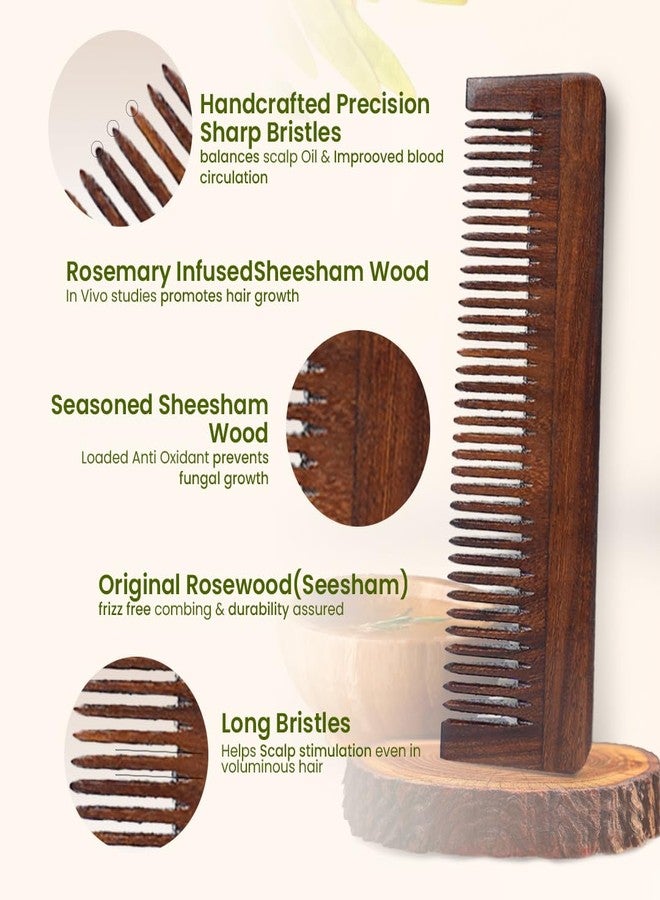 Organic B Rosewood Wooden Comb, Natural Handmade Hair Comb for Women & Men, Sustainable, Anti-Frizz, Scalp-Friendly, Neem & Bamboo Alternative for Healthy Hair - Image 3