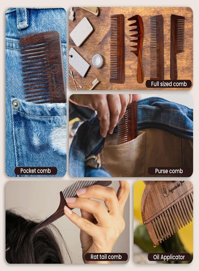 Organic B Rosewood Wooden Comb, Natural Handmade Hair Comb for Women & Men, Sustainable, Anti-Frizz, Scalp-Friendly, Neem & Bamboo Alternative for Healthy Hair - Image 5